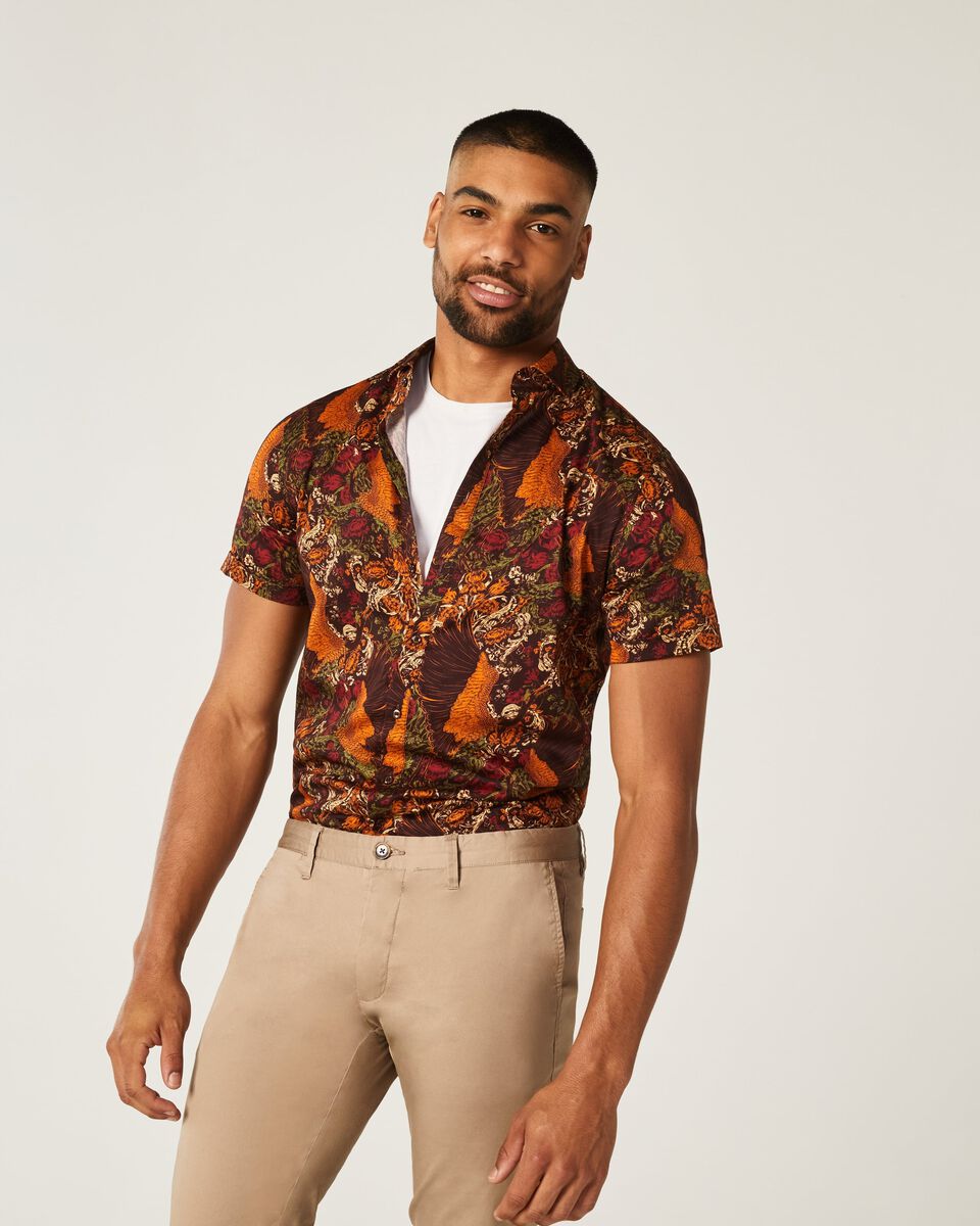 Mens Brown Short Sleeve Shirt